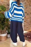 Made in Italy Big Softie Stripe Shortie Knit Cyan